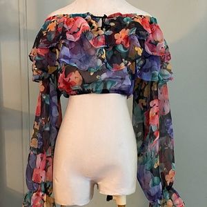 Cropped Floral Blouse